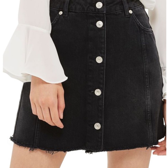 Topshop Dresses & Skirts - (NWOT)Topshop Button-Up Mini Skirt - washed black